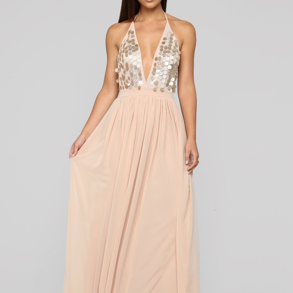 More Than Glamorous Embellished Maxi Plunge Dress